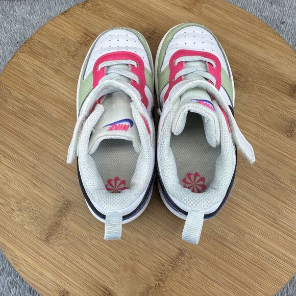 Nike Court Borough Low 2 Shoes Kids 10C White Black Sneakers DV5458-108 - Picture 5 of 9